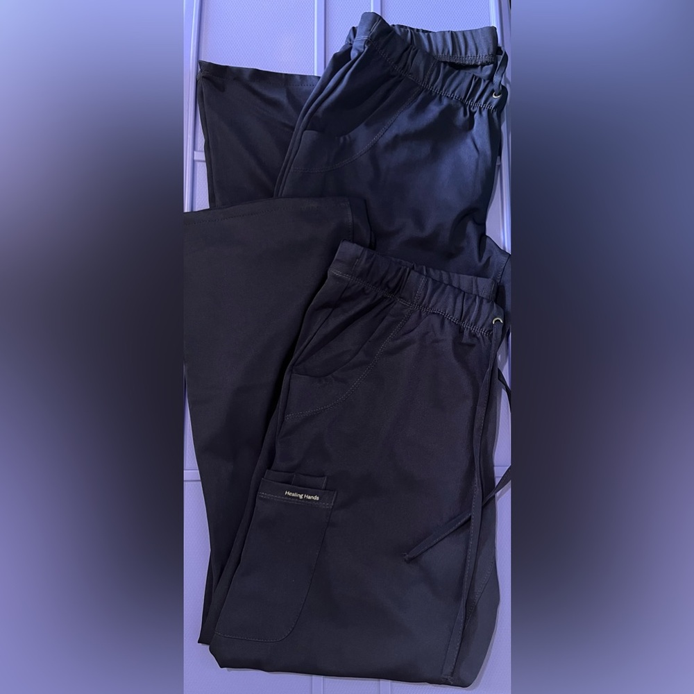 2 *ALTERED* Navy Healing Hands Rebecca Scrub Pants Size Small Petite